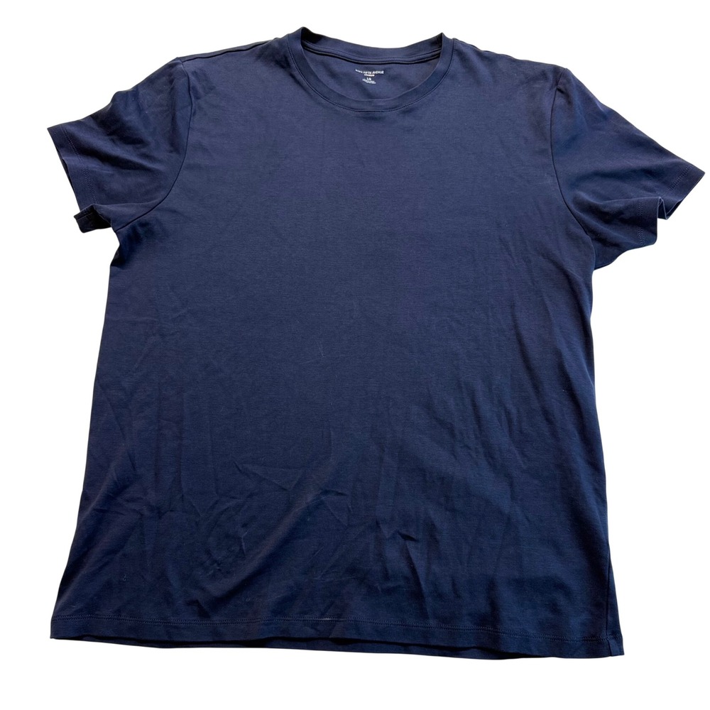 Saks Fifth Avenue T-Shirt Mens L Navy Blue Excellent Ultraluxe Cotton Crew Neck
